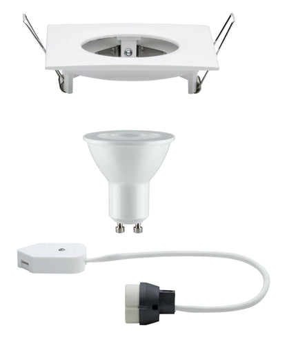 Paulmann Premium EBL Set Nova eckig dim LED 1x7W 230V GU10 51mm Weiß matt/Alu Zink
