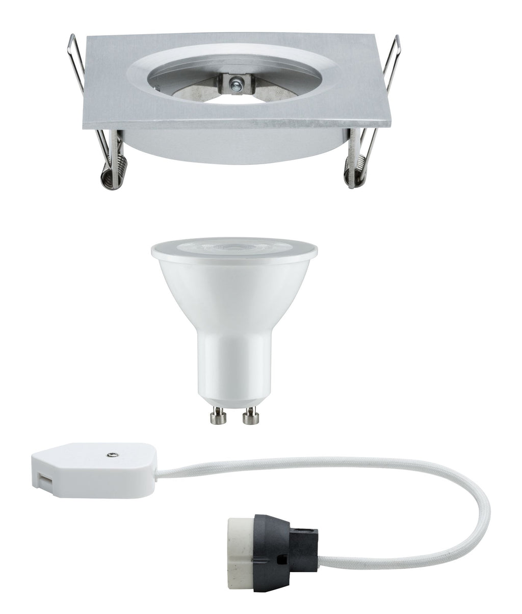 Paulmann Premium EBL Set Nova eckig dim LED 1x7W 230V GU10 51mm Alu gedreht/Alu Zink