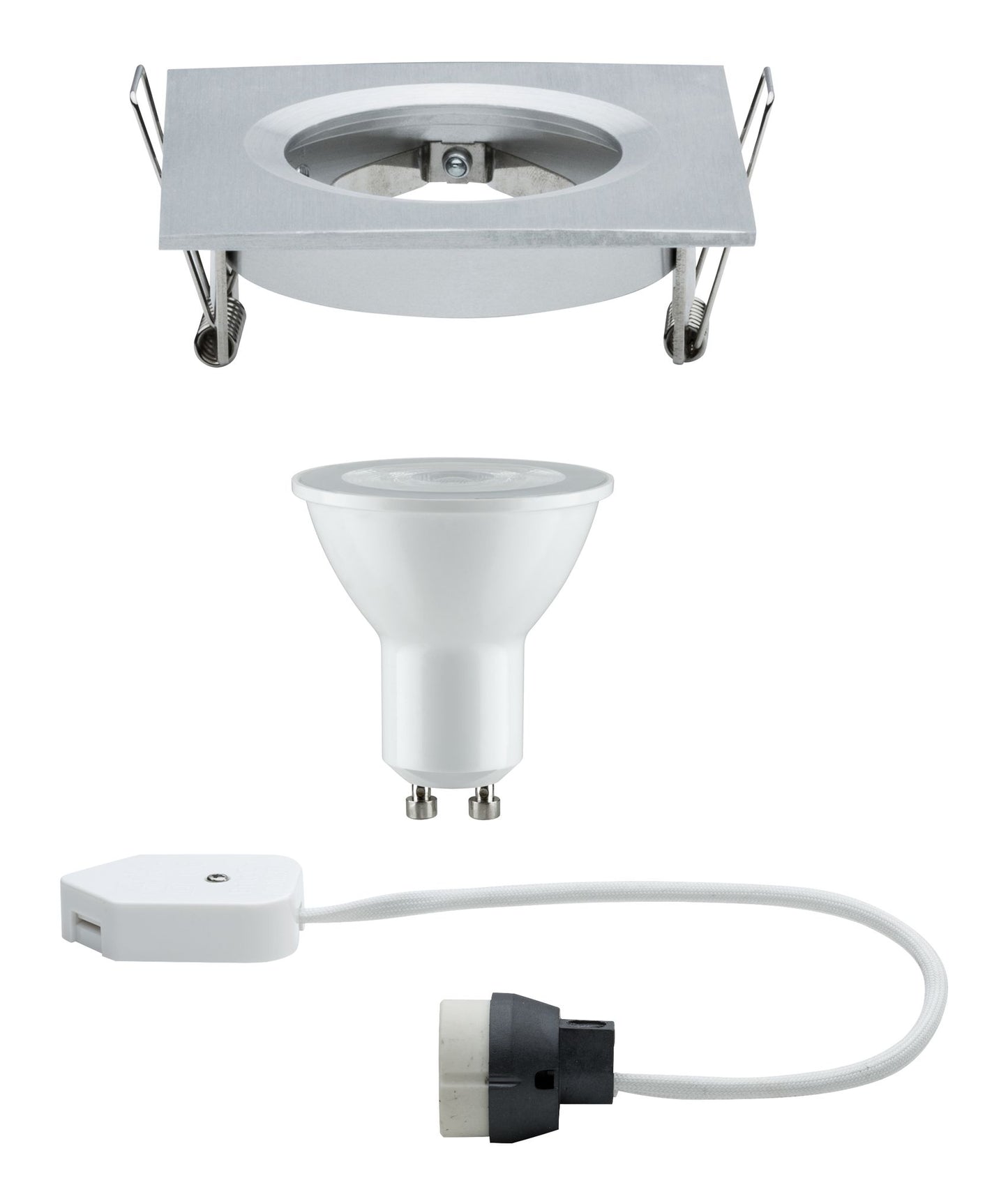 Paulmann Premium EBL Set Nova eckig dim LED 1x7W 230V GU10 51mm Alu gedreht/Alu Zink