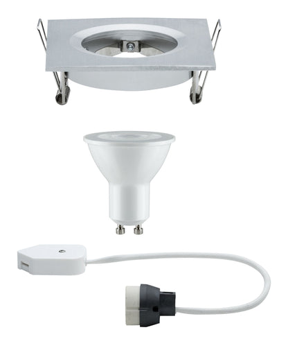 Paulmann Premium EBL Set Nova eckig dim LED 1x7W 230V GU10 51mm Alu gedreht/Alu Zink