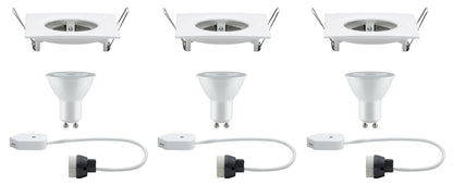 Paulmann Premium EBL Set Nova eckig dim LED 3x7W 230V GU10 51mm Weiß matt/Alu Zink