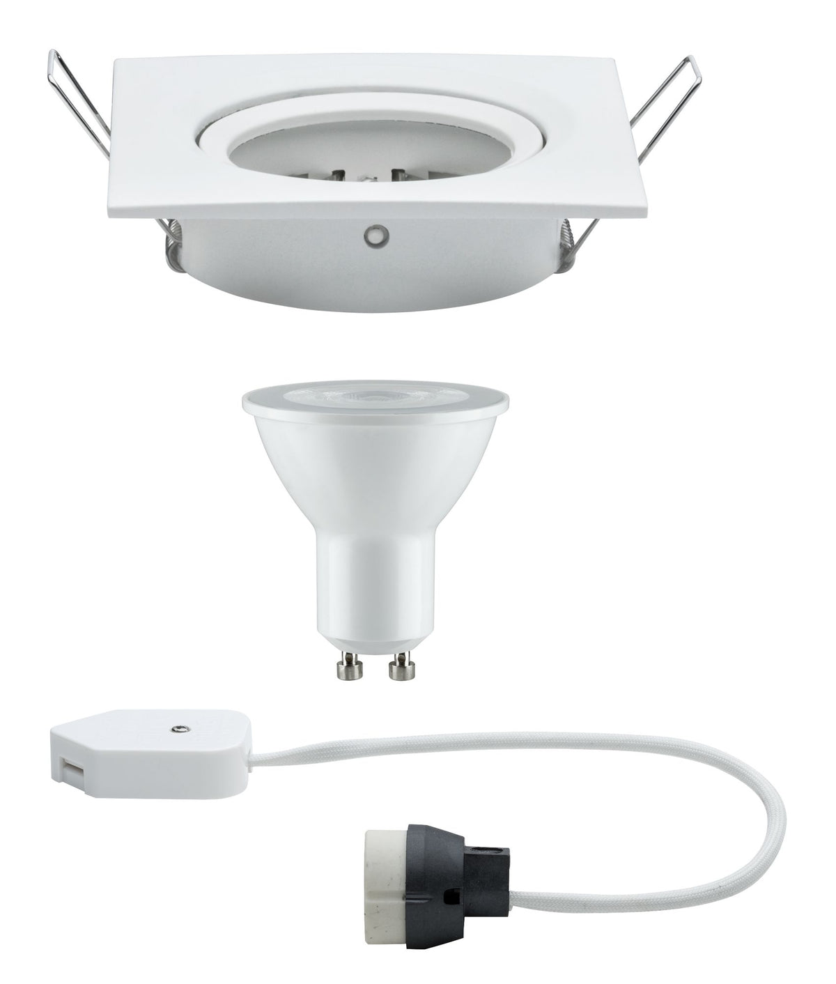 Paulmann Premium EBL Set Nova eckig schwb dim LED 1x7W 230V GU10 51mm Weiß m/Alu Zink