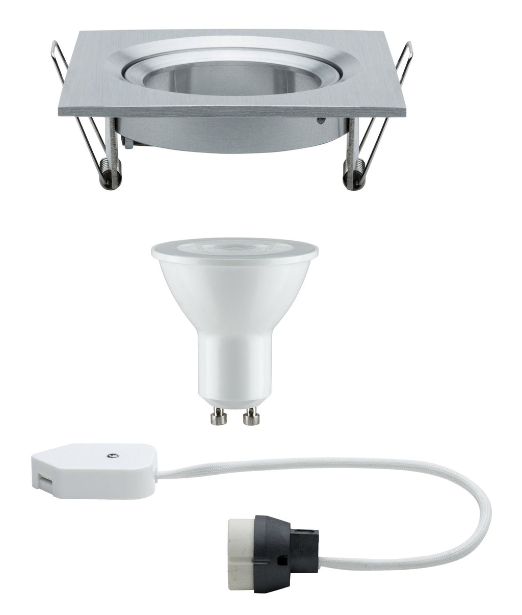 Paulmann Premium EBL Set Nova eckig schwb dim LED 1x7W 230V GU10 51mm Alu ged/Alu Zink