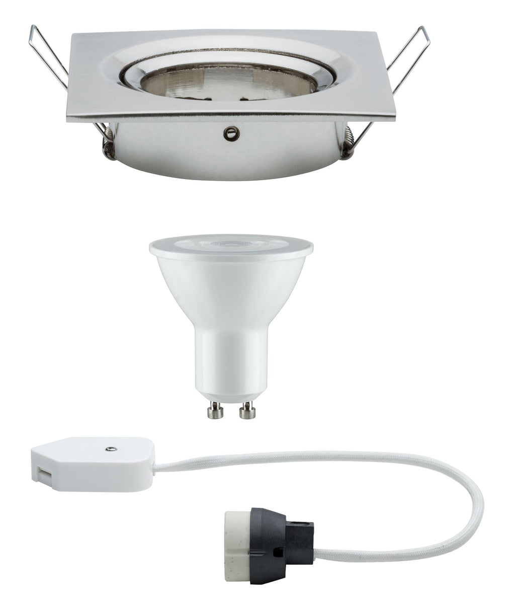 Paulmann Premium EBL Set Nova eckig schwb dim LED 1x7W 230V GU10 51mm Eisen geb/Alu Zi