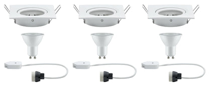 Paulmann Premium EBL Set Nova eckig schwb dim LED 3x7W 230V GU10 51mm Weiß m/Alu Zink