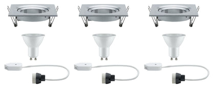 Paulmann Premium EBL Set Nova eckig schwb dim LED 3x7W 230V GU10 51mm Alu ged/Alu Zink