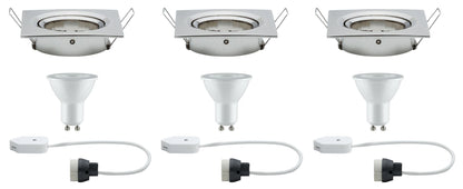 Paulmann Premium EBL Set Nova eckig schwb dim LED 3x7W 230V GU10 51mm Eisen geb/Alu Zi