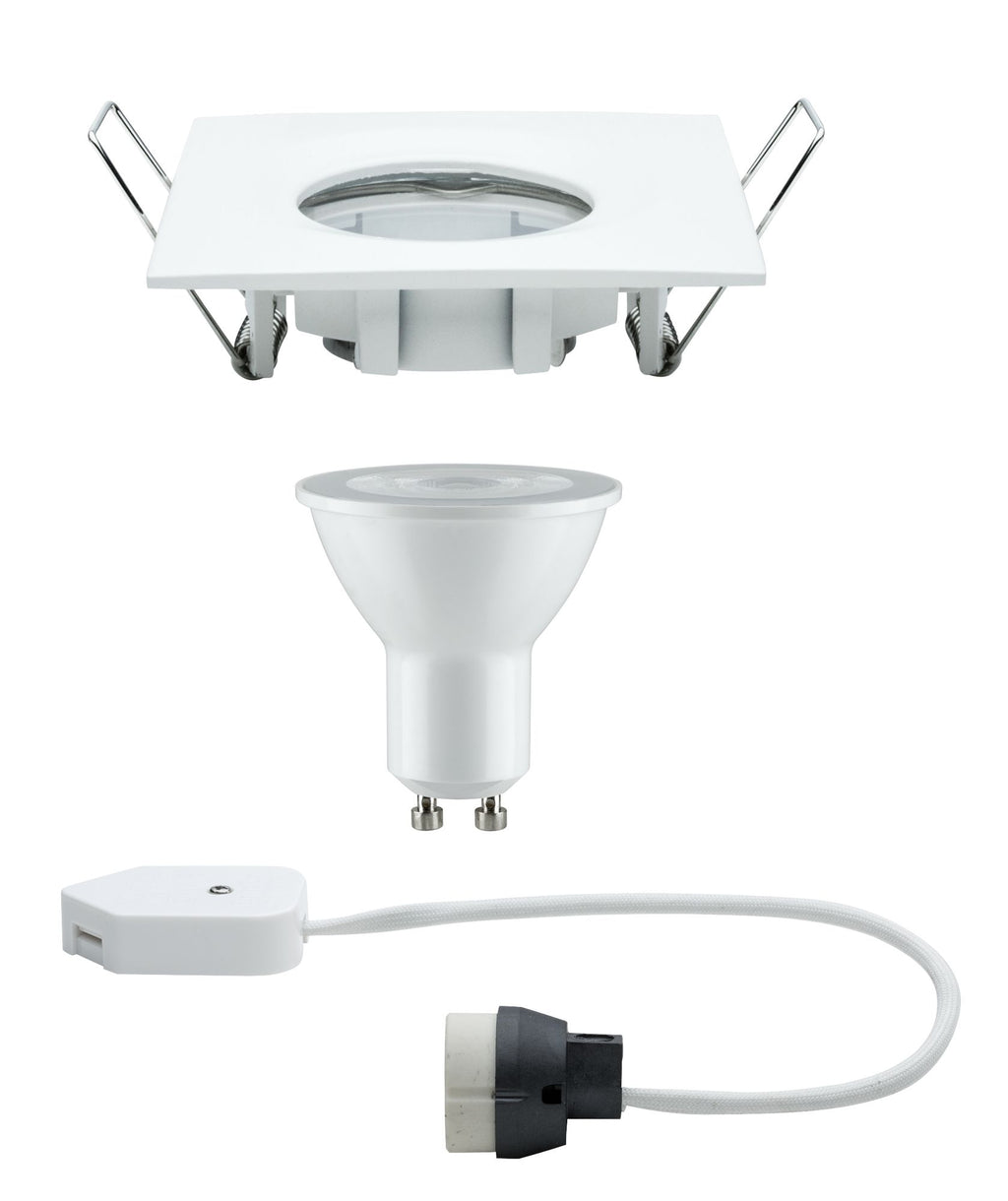 Paulmann Premium EBL Set Nova eckig dim LED IP65 1x7W 230V GU10 51mm Weiß matt/Alu Zink