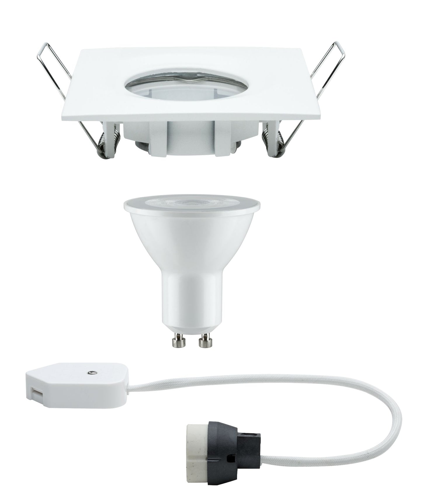 Paulmann Premium EBL Set Nova eckig dim LED IP65 1x7W 230V GU10 51mm Weiß matt/Alu Zink