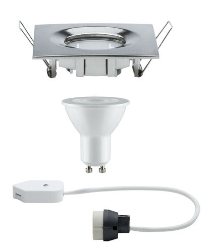 Paulmann Premium EBL Set Nova eckig dim LED IP65 1x7W 230V GU10 51mm Eisen geb./Alu Zink
