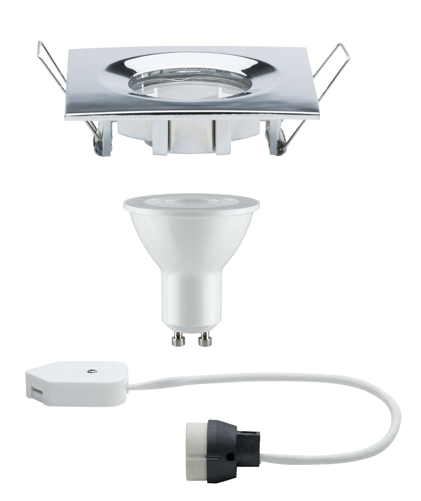 Paulmann Premium EBL Set Nova eckig dim LED IP65 1x7W 230V GU10 51mm Chrom/Alu Zink