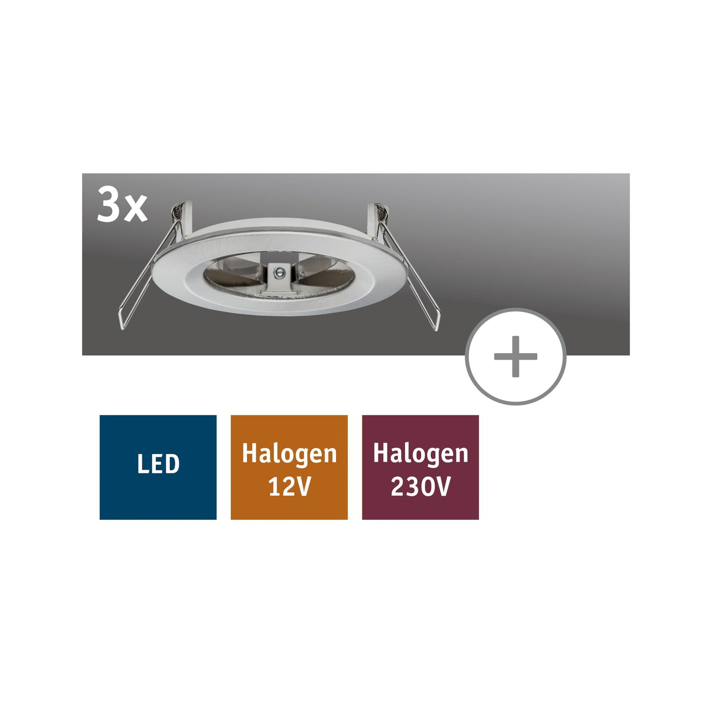 Paulmann 2Easy EBL Nova 3er Spot-Set rund starr max. 35W 230V 51mm Eisen geb./Alu Zink