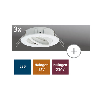 Paulmann 2Easy EBL Nova 3er Spot-Set rund schwb max. 35W 230V 51mm Weiß matt/Alu Zink