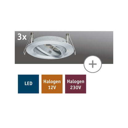 Paulmann 2Easy EBL Nova 3er Spot rund schwenkbar max. 35W 230V 51mm Alu gedreht/Alu Zink