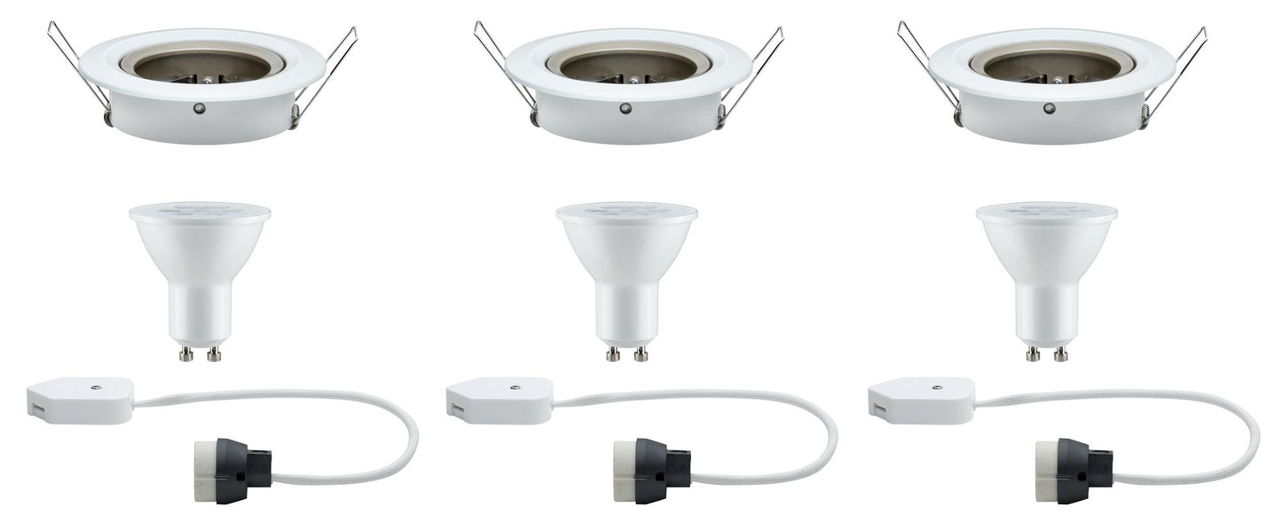 Paulmann EBL Set Nova Plus rund schwb warm-dim LED GU10 3x5W 230V Weiß matt/Cha Gold/A