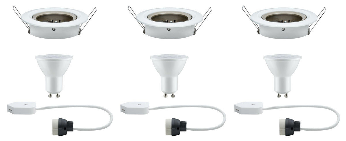 Paulmann EBL Set Nova Plus rund schwb warm-dim LED GU10 3x5W 230V Weiß matt/Cha Gold/A