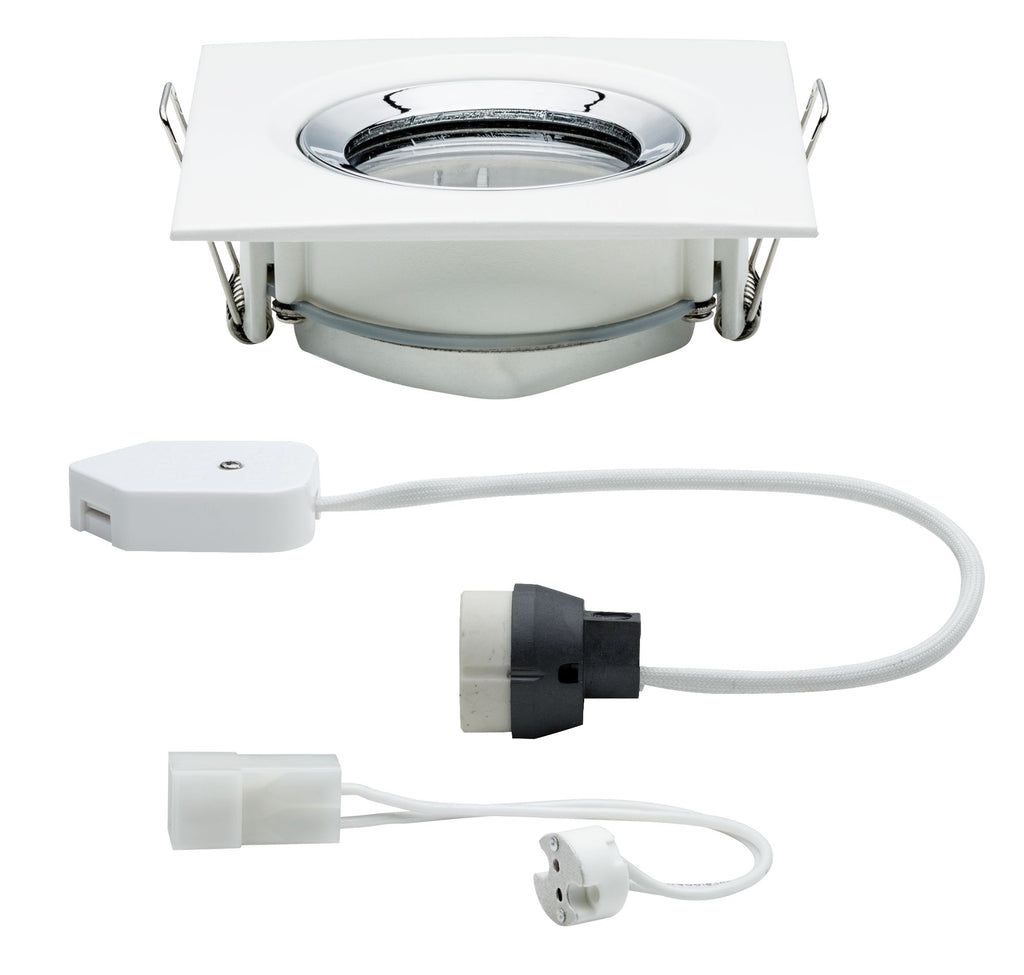 Paulmann EBL Set Nova Plus IP65 schwb eck max1x 35W GU10/GU5,3 Weiß matt-Chrom/Alu Zink