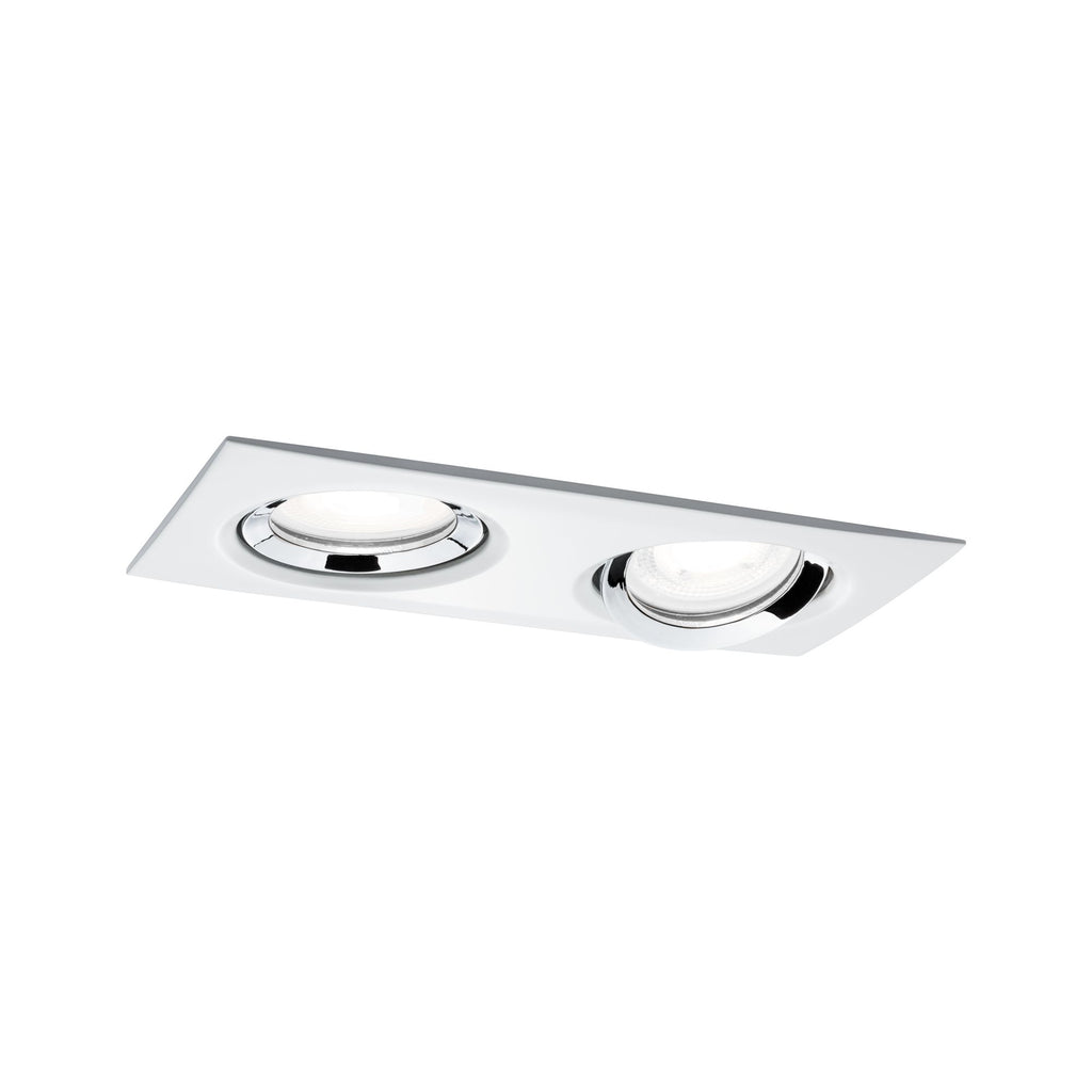 Paulmann Einbauleuchte LED Nova Plus eckig 1x 2x6W GU10 Weiß matt,Chrom schwenkbar dimmbar