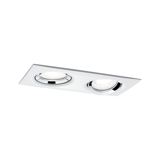 Paulmann Einbauleuchte LED Nova Plus eckig 1x 2x6W GU10 Weiß matt,Chrom schwenkbar dimmbar