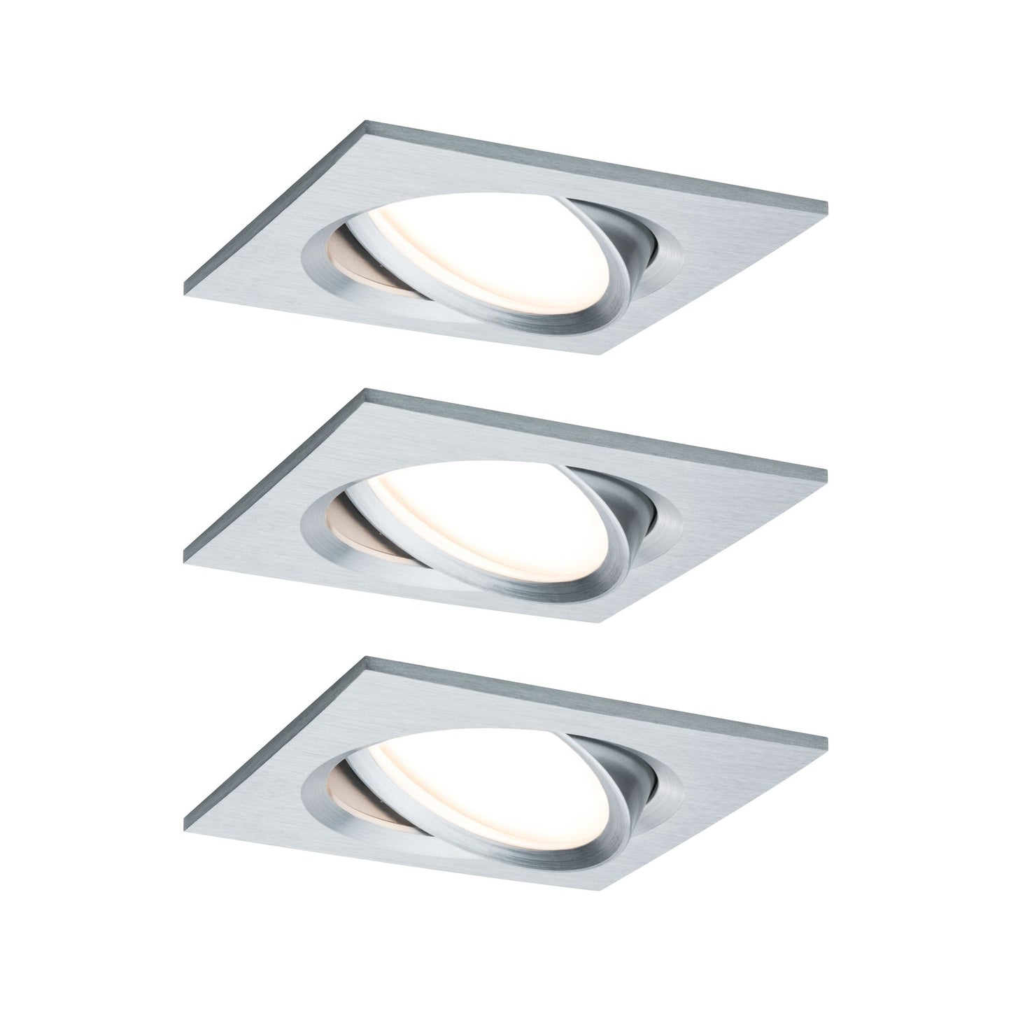 Paulmann Einbauleuchte LED Nova Plus eckig 3x6W Coin Alu gedreht schwenkbar dimmbar