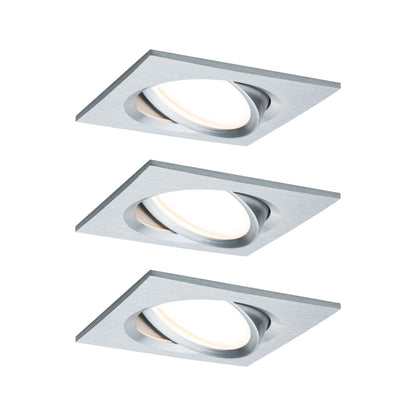 Paulmann Einbauleuchte LED Nova Plus eckig 3x6W Coin Alu gedreht schwenkbar dimmbar