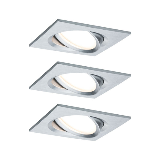 Paulmann Einbauleuchte LED Nova Plus eckig 3x6W Coin Alu gedreht schwenkbar dimmbar
