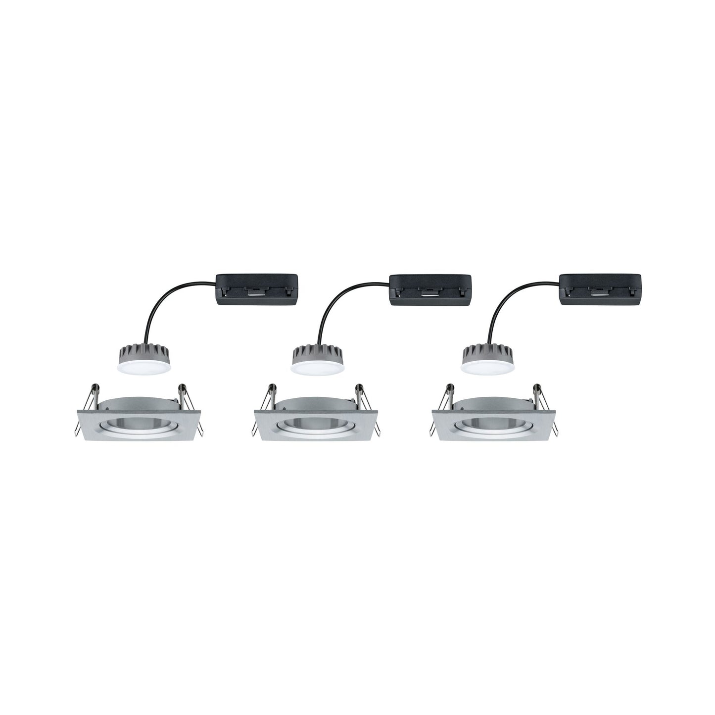 Paulmann Einbauleuchte LED Nova Plus eckig 3x6W Coin Alu gedreht schwenkbar dimmbar