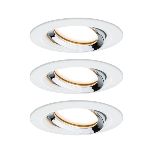 Paulmann Einbauleuchte LED Nova Plus rund 3x6W Coin Weiß matt,Chrom schwenkbar dimmbar