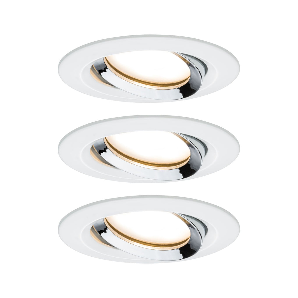 Paulmann Einbauleuchte LED Nova Plus rund 3x6W Coin Weiß matt,Chrom schwenkbar dimmbar