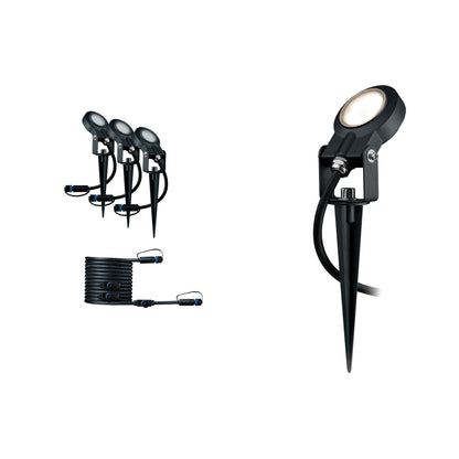 Paulmann Plug & Shine Ergänzungsset Erdspieß Sting IP67 3000K 3x6W dimmbar