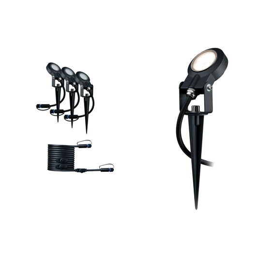Paulmann Plug & Shine Ergänzungsset Erdspieß Sting IP67 3000K 3x6W dimmbar