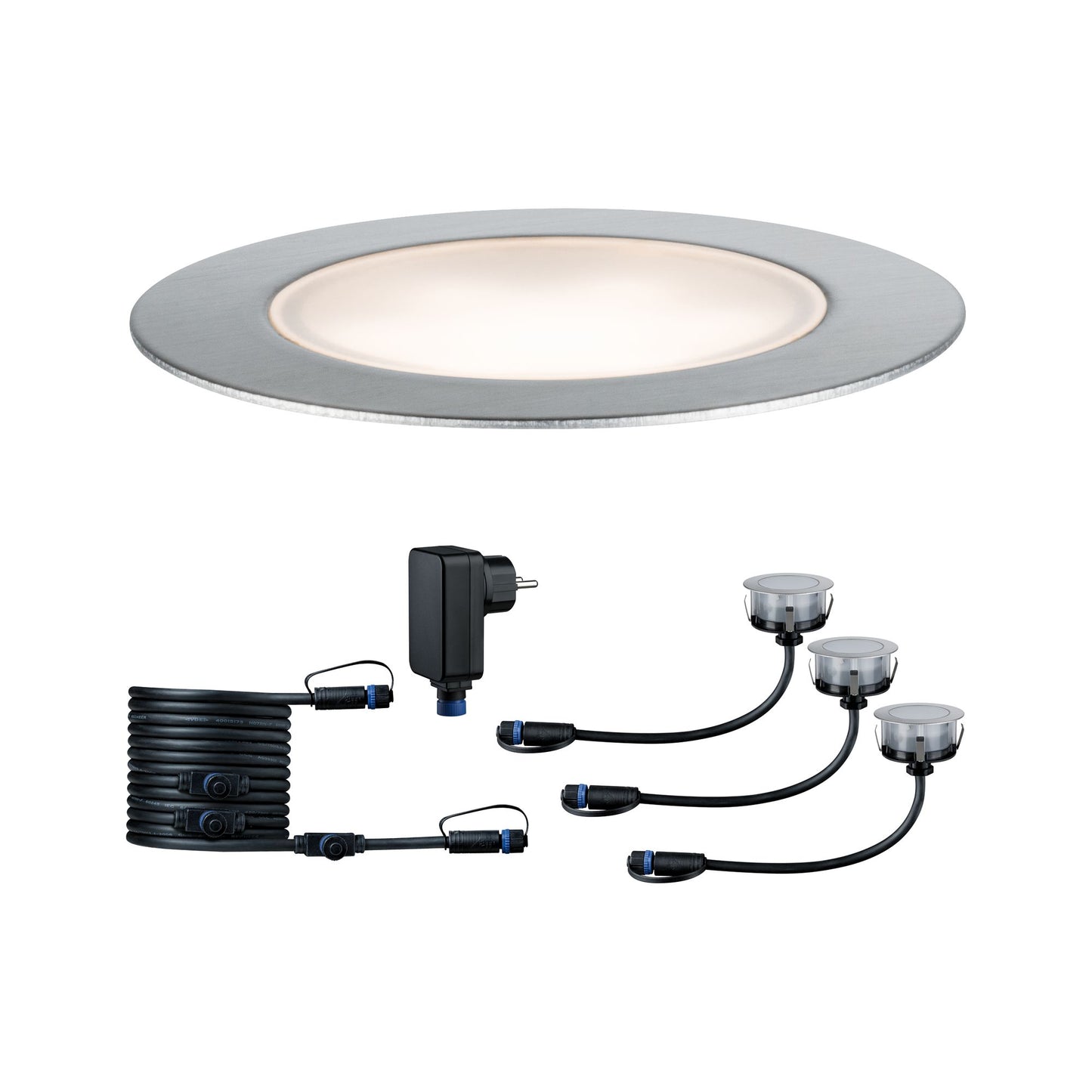 Paulmann Outdoor Plug & Shine Floor Basisset IP65 3000K 3x1W 24V 70mm Silber Eds/Kst