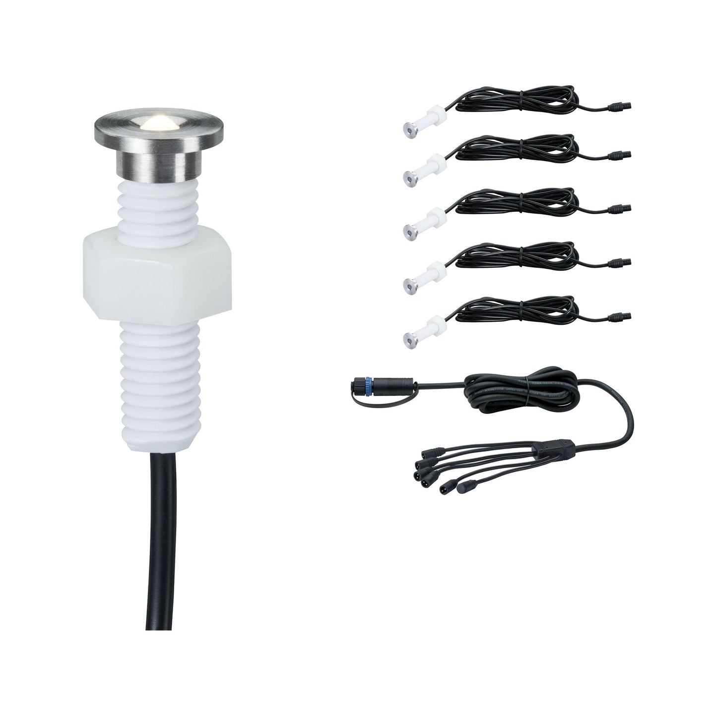 Paulmann Outdoor Plug & Shine EBL Set MicroPen II 5x0,22W IP67 3000K Edelstahl