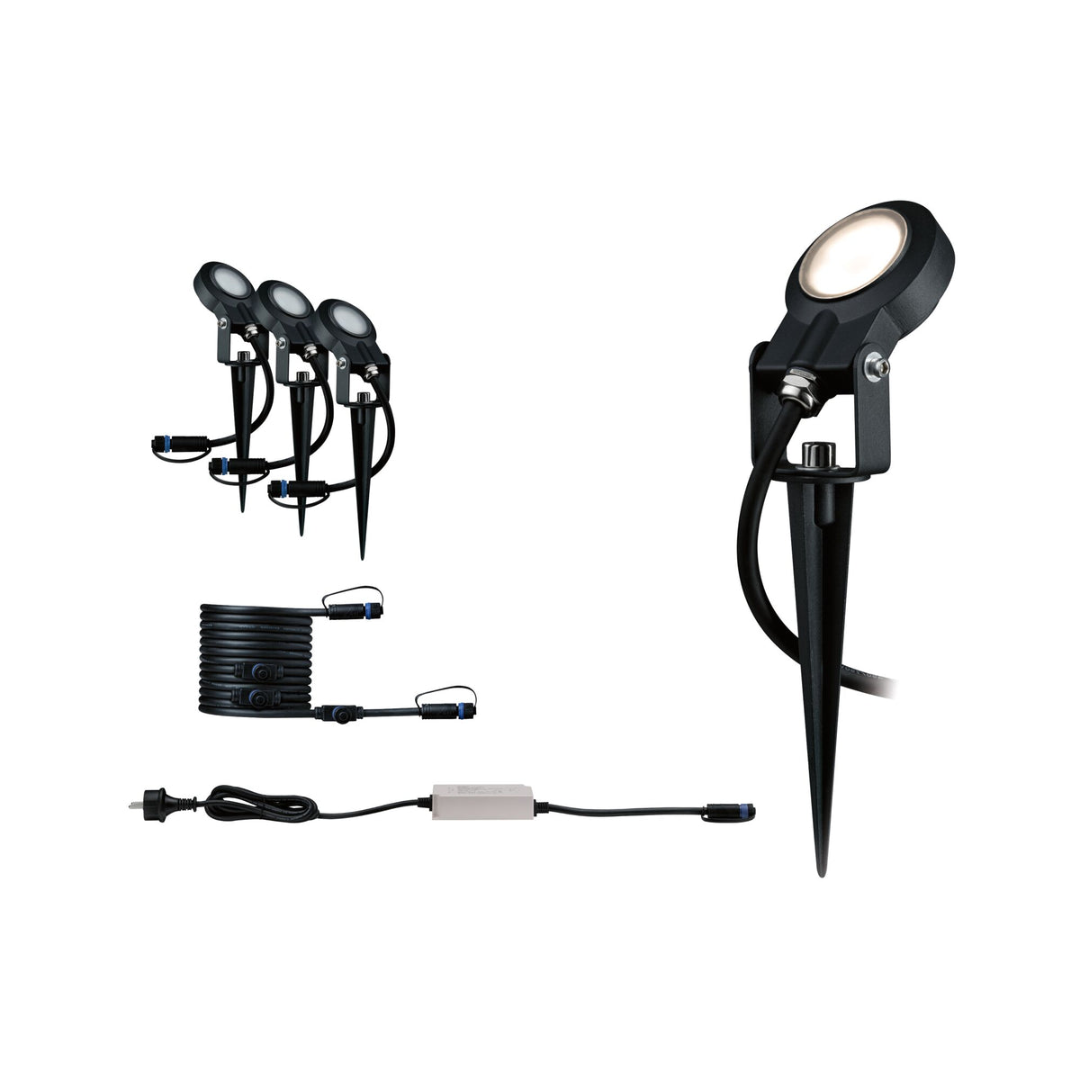 Paulmann Outdoor Plug & Shine Spot Sting Set IP67 3000K 3x6W 24V dimmable