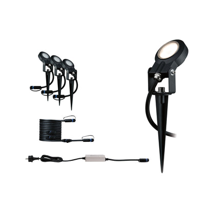 Paulmann Outdoor Plug & Shine Spot Sting Set IP67 3000K 3x6W 24V dimmable