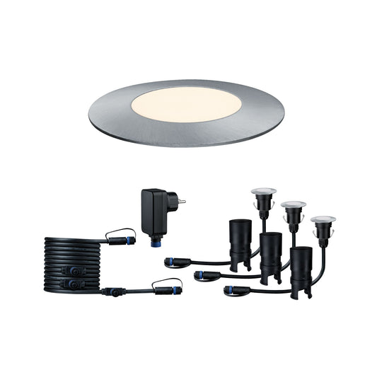Paulmann Outdoor Plug & Shine Floor Mini Set IP65 3000K 3x2,5W 24V 55mm Silber
