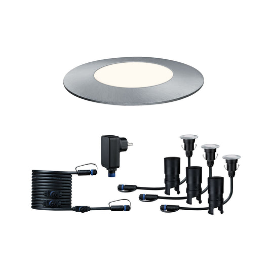 Paulmann Outdoor Plug & Shine Floor Mini Set IP65 4000K 3x2,5W 24V 55mm Silber