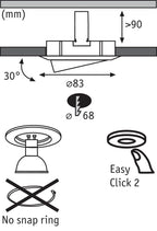 Paulmann Prem EBL easyClick2 schwenkbar max.50W 230V GU10 51mm Eisen geb/Alu Zink