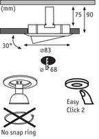 Paulmann Premium EBL easyClick2 schwenkbar max.50W 230V GU10 51mm Weiß/Alu Zink