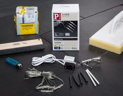 Paulmann Special Fliesenleuchte Set GrooveLight LED 4x0,02W 3VA 230/6V 3mm Trans/Kst
