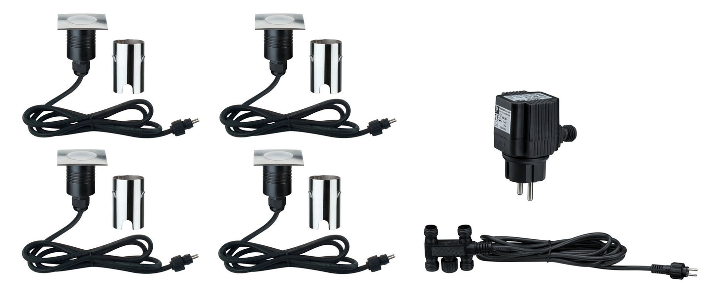 Paulmann Special MiniPlus Boden EBL eckig IP67 Basiss. 4x0,7W 2700K 12VA 43x43mm Eds