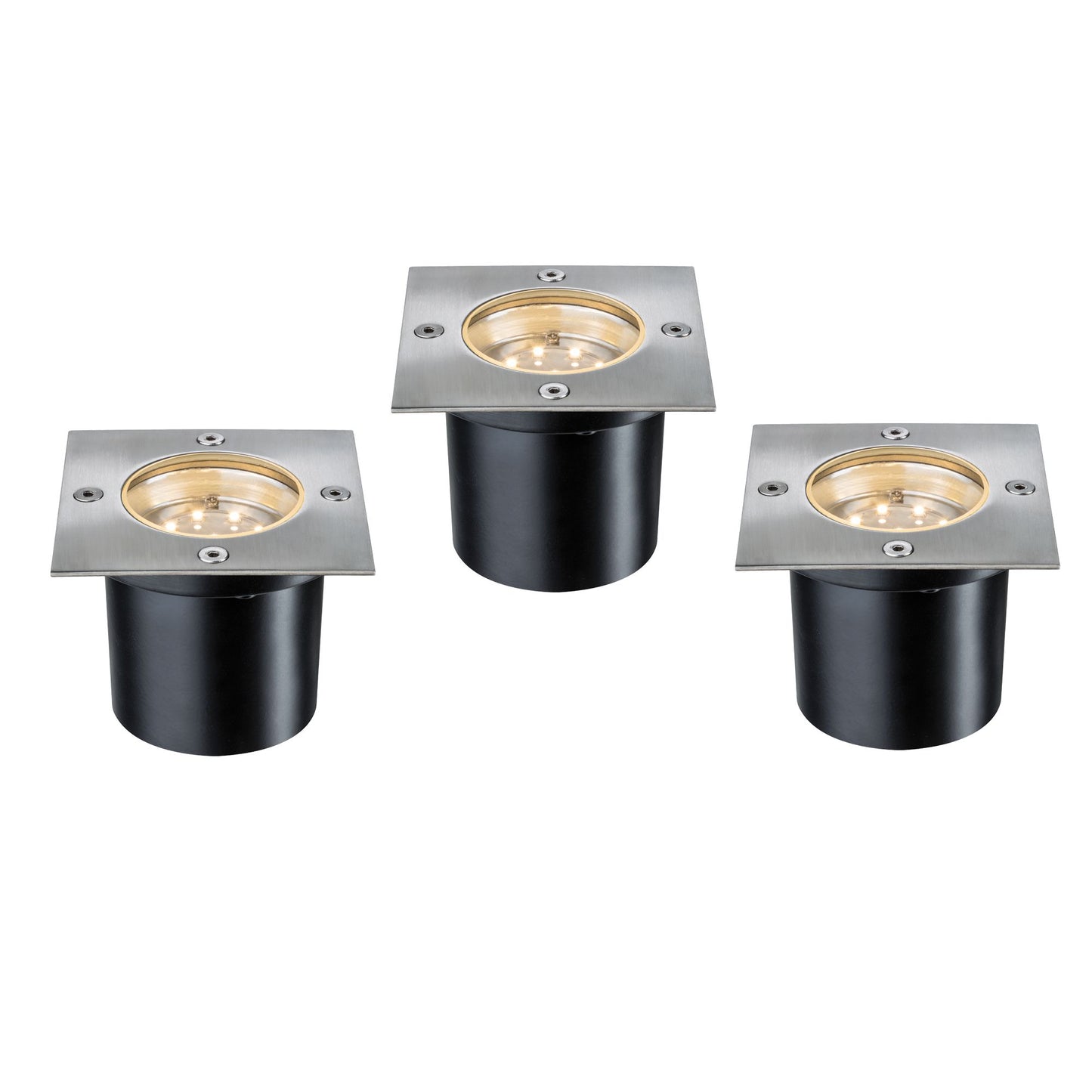 Paulmann Special EBL Set Boden eckig LED 3x1,2W 2700K 6VA 230/12V 100mm Edelstahl/Metall