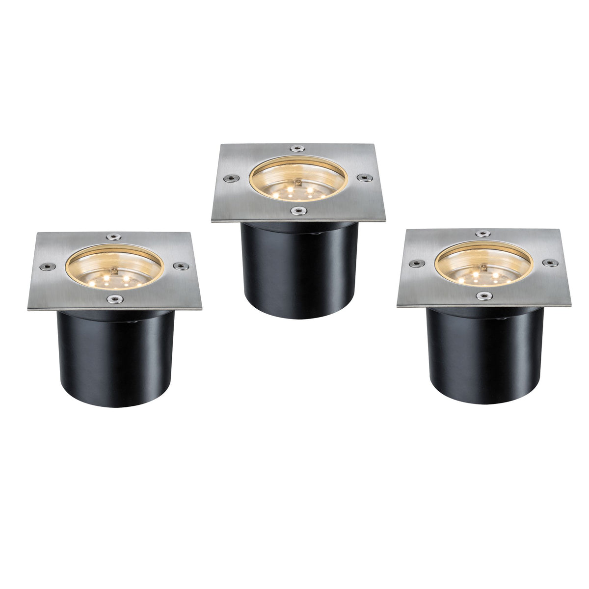 Paulmann Special EBL Set Boden eckig LED 3x1,2W 2700K 6VA 230/12V 100mm Edelstahl/Metall