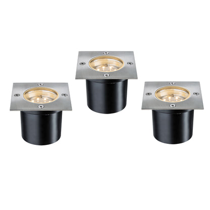 Paulmann Special EBL Set Boden eckig LED 3x1,2W 2700K 6VA 230/12V 100mm Edelstahl/Metall