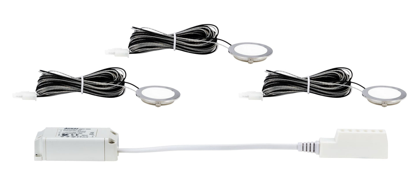 Paulmann Boden EBL Set Allround rd IP67 LED45mm 2700K 3x0,7W 3,6VA 230/12V sat/Kst/Eds