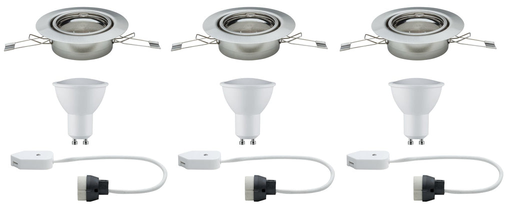 Paulmann EBL Set LED schwenkbar 3x4,5W 230V GU10 51mm Eisen gebürstet/Metall
