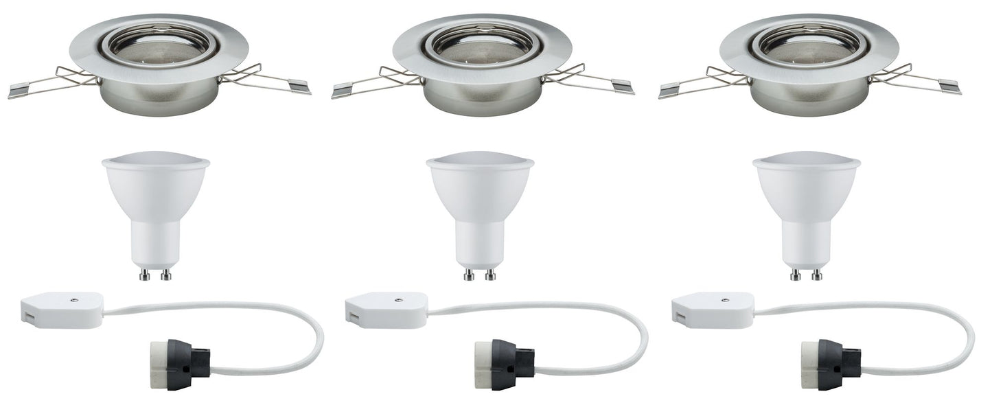 Paulmann EBL Set LED schwenkbar 3x4,5W 230V GU10 51mm Eisen gebürstet/Metall