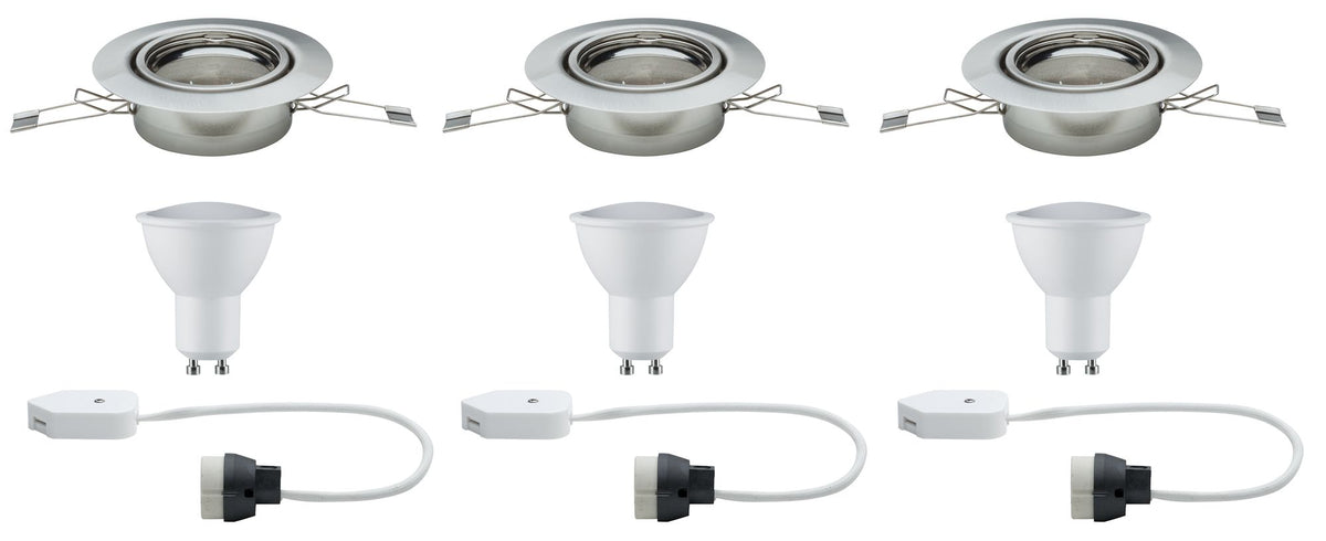 Paulmann EBL Set LED schwenkbar 3x4,5W 230V GU10 51mm Eisen gebürstet/Metall