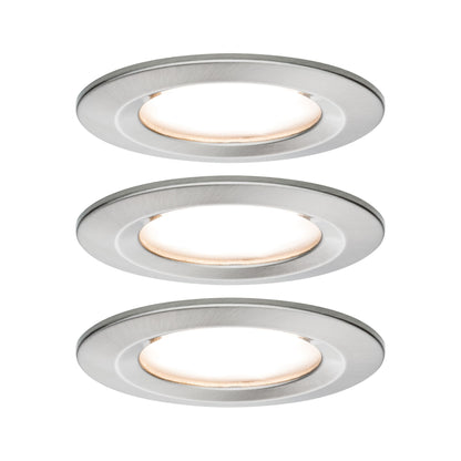 Paulmann EBL Set Nova Plus Coin dim rund starr LED 3x6,8W 2700K 230V 51mm Eisen g/Alu