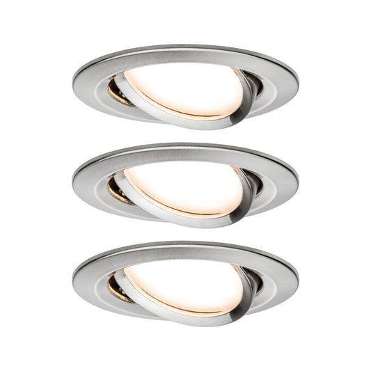 Paulmann EBL Set Nova Plus Coin dim rund schwb LED 3x6,8W 2700K 230V 51mm Eisen g/Alu